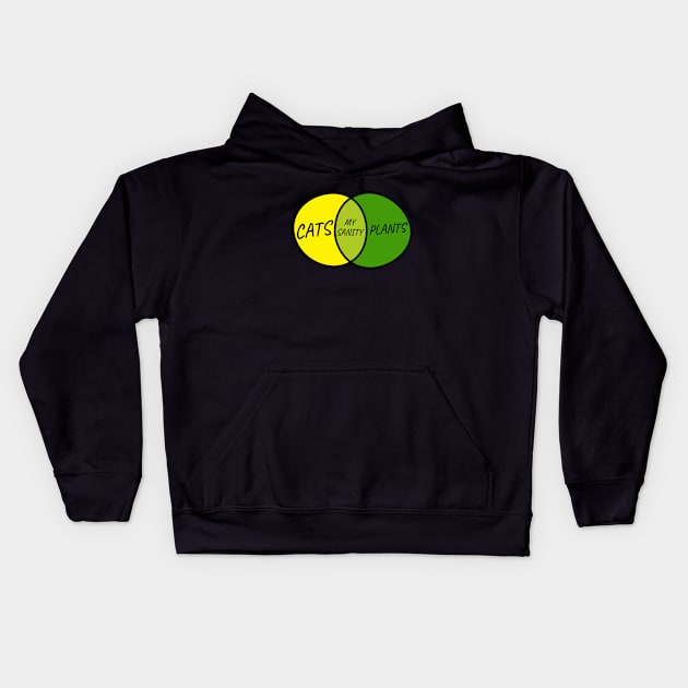 Circle Diagram Cats and Plants equal My Sanity Kids Hoodie by strangelyhandsome